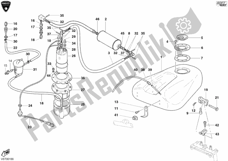 Todas as partes de Tanque De Combustível do Ducati Superbike 998 RS 2002
